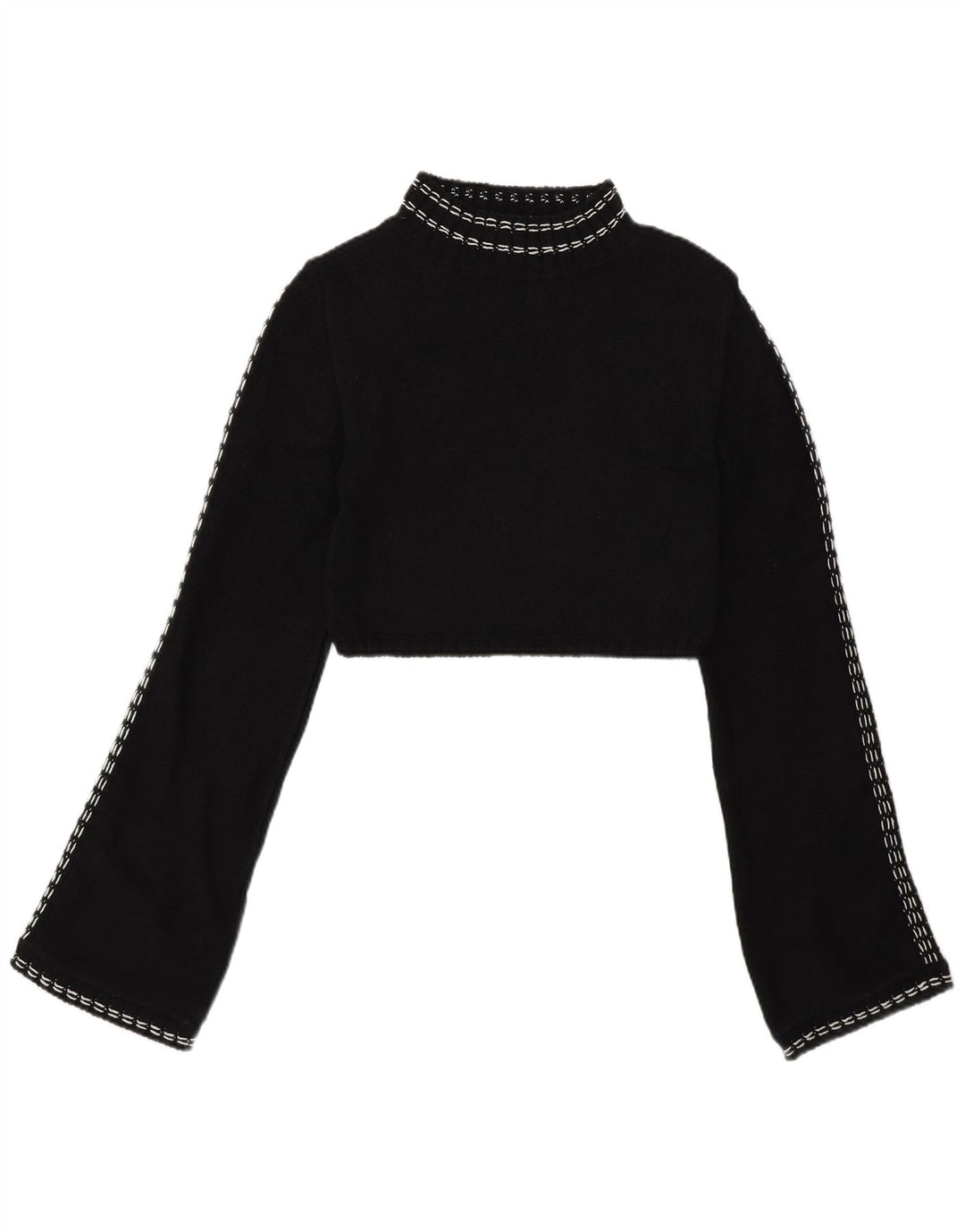 Maglione corto con collo alto da donna Zara UK 12 cotone nero medio