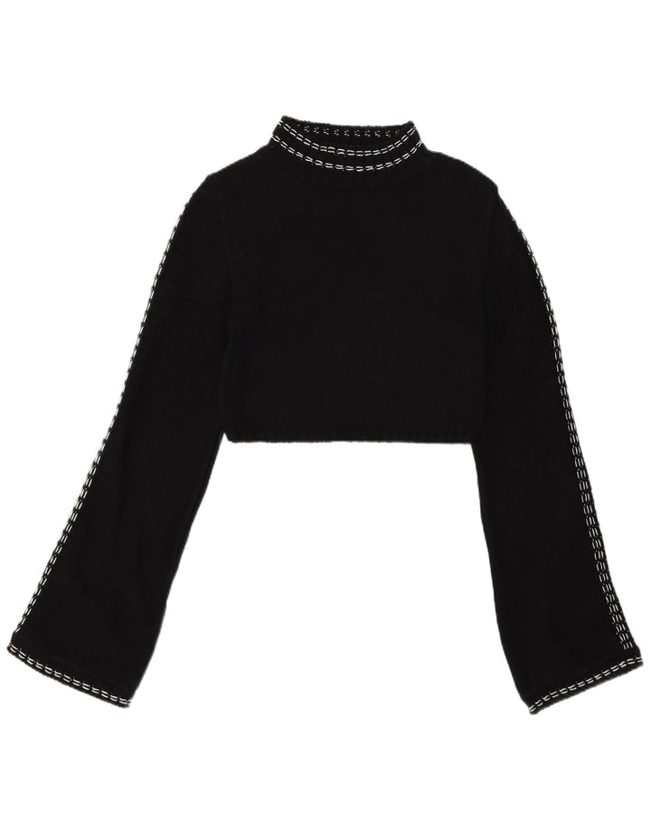 Maglione corto con collo alto da donna Zara UK 12 cotone nero medio