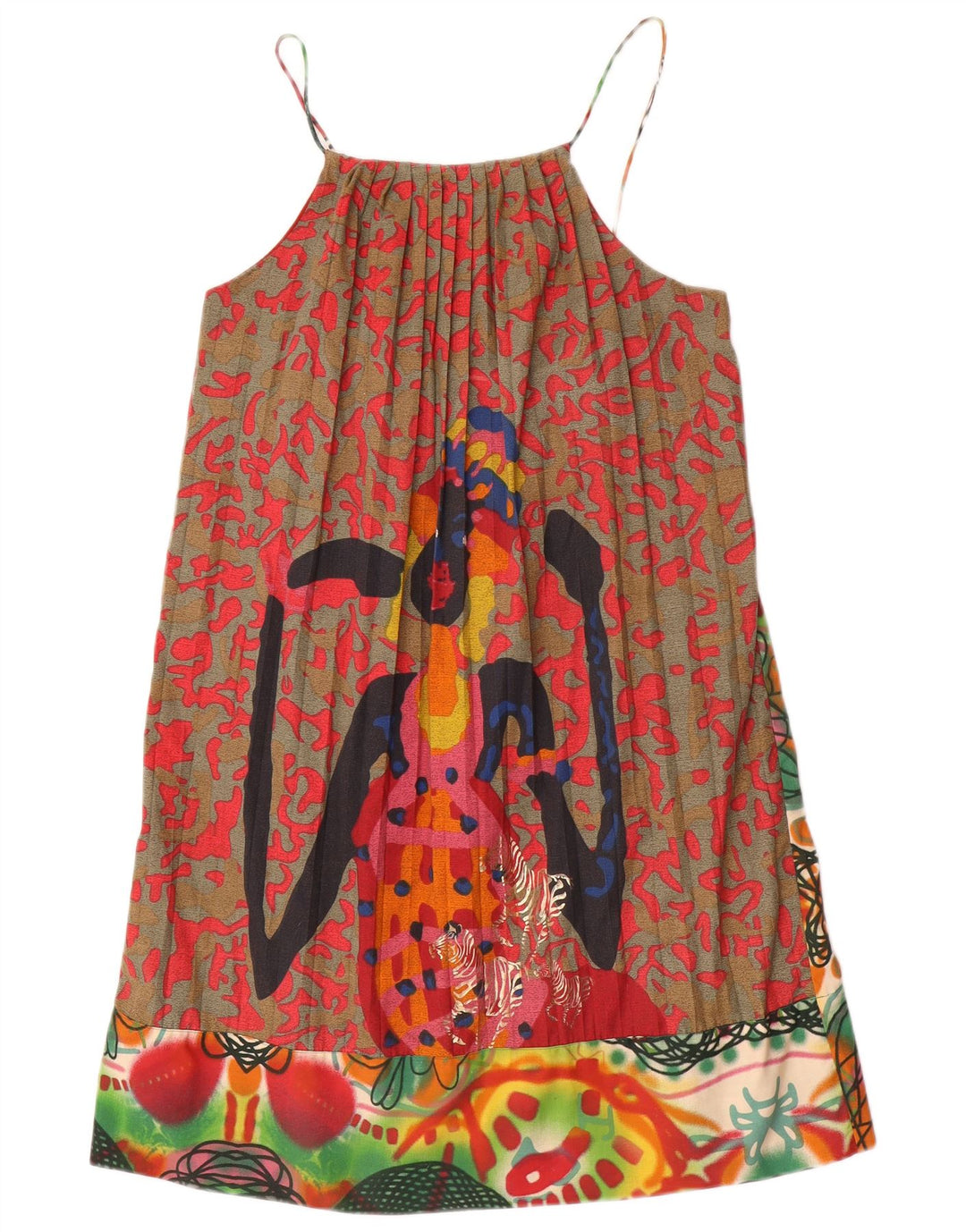 Desigual donna modello astratto prendisole EU 42 grande multicolore