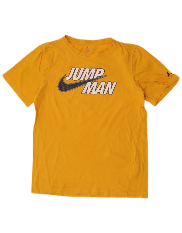 T-shirt grafica da ragazzo Jordan Top 13-14 anni XL in cotone giallo