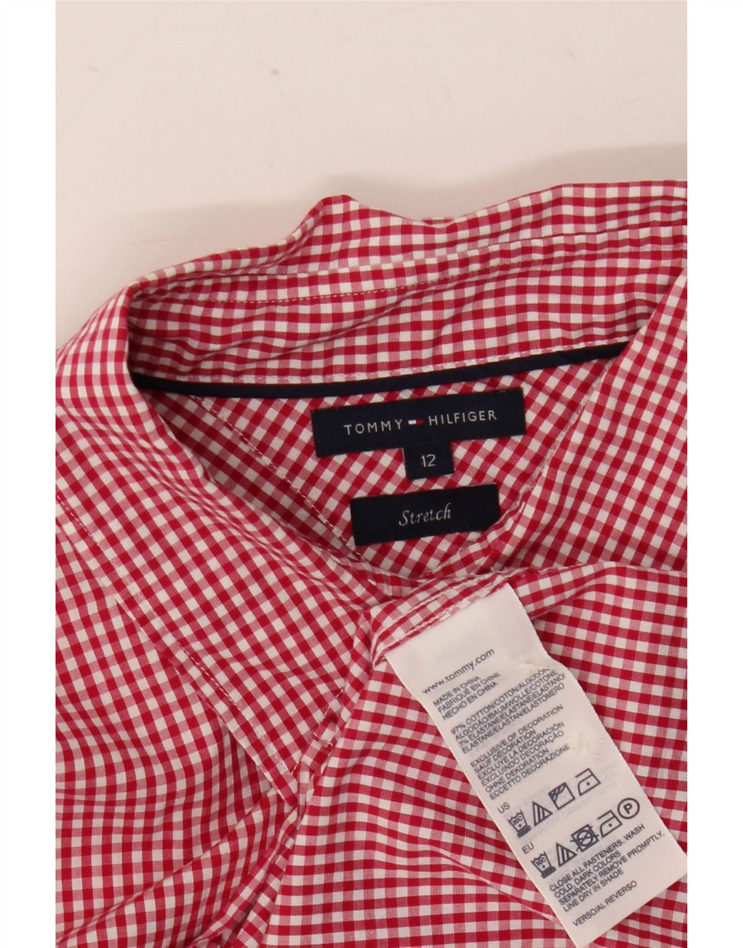 Camicia da donna Tommy Hilfiger US 12 Large Red Gingham Cotton