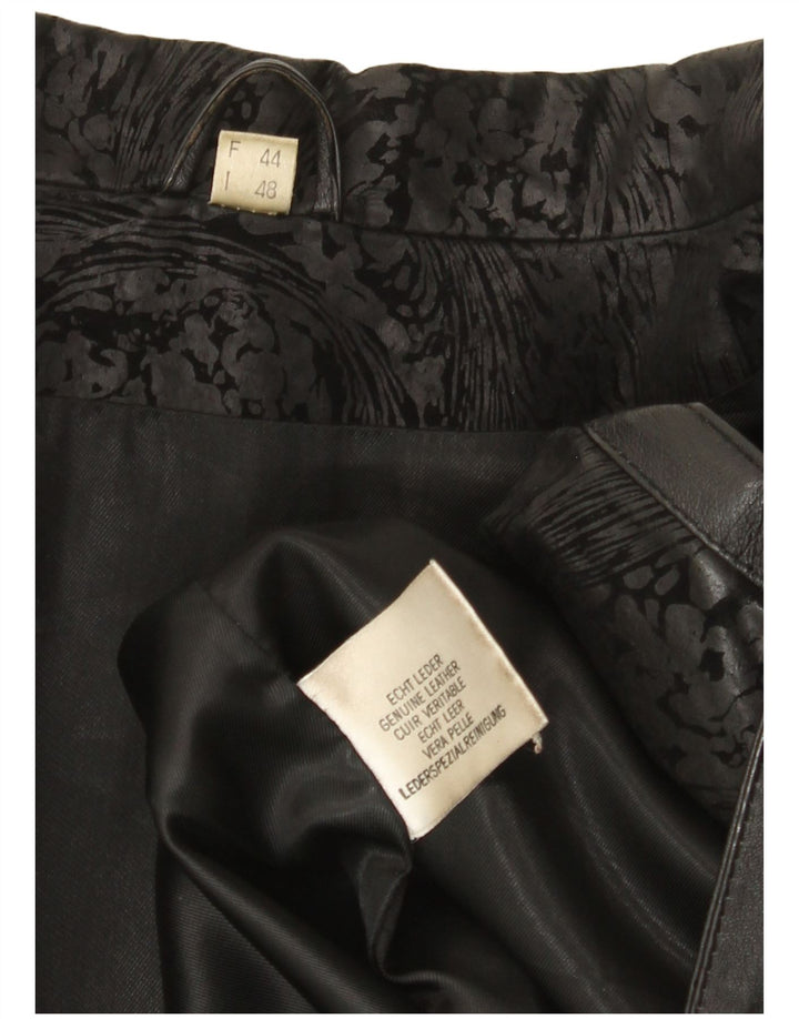 Giacca in pelle oversize da donna vintage IT 48 2XL Pelle nera