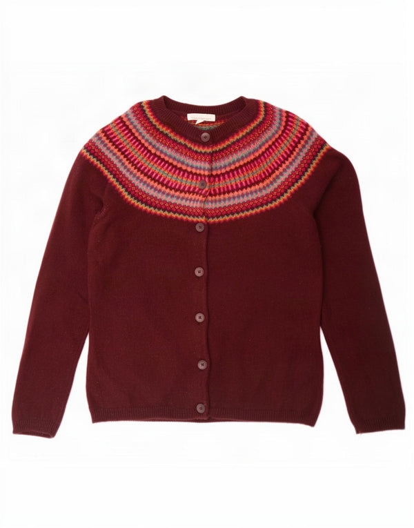Maglione cardigan da donna Seasalt Cornwall UK 12 Medio Borgogna Fair Isle