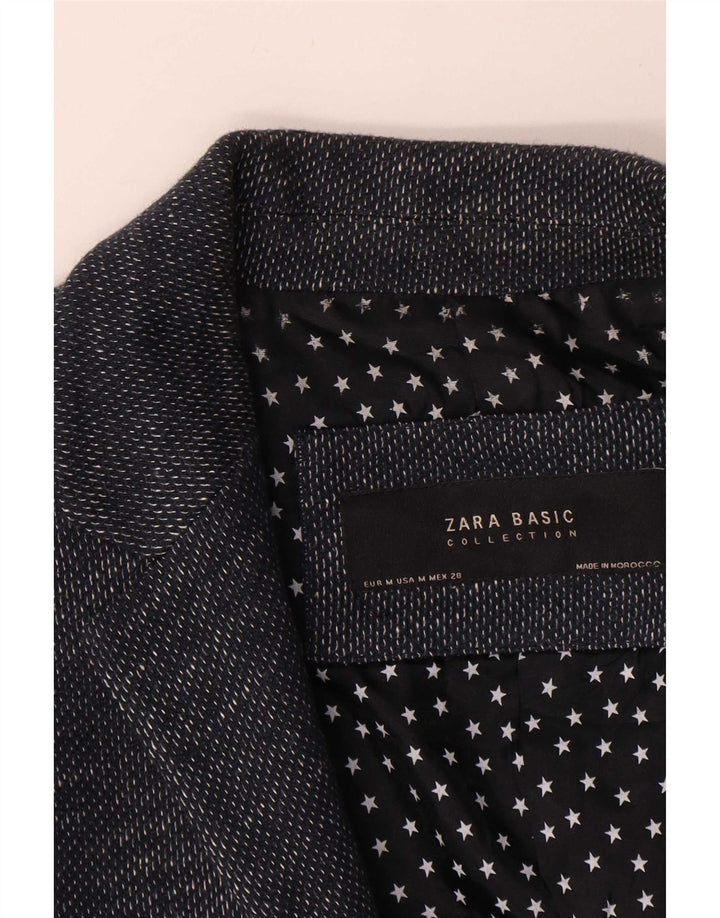Giacca blazer da donna a 1 bottone Zara UK 12 medio blu navy screziato