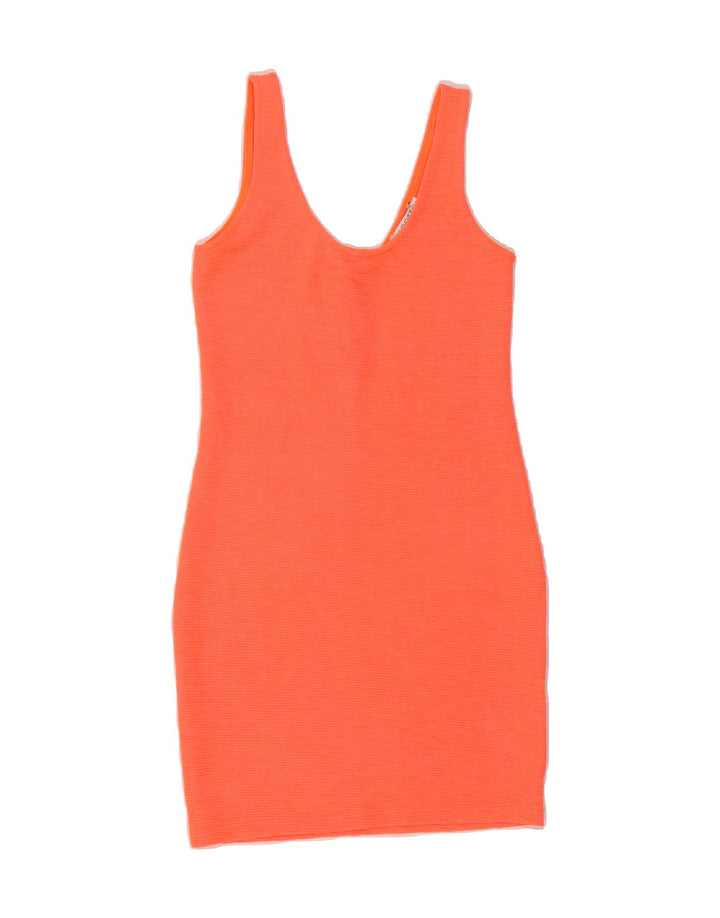ALCOTT Womens Sleeveless Bodycon Dress UK 12 Medium Orange Polyester Vintage Alcott and Second-Hand Alcott from Messina Hembry 