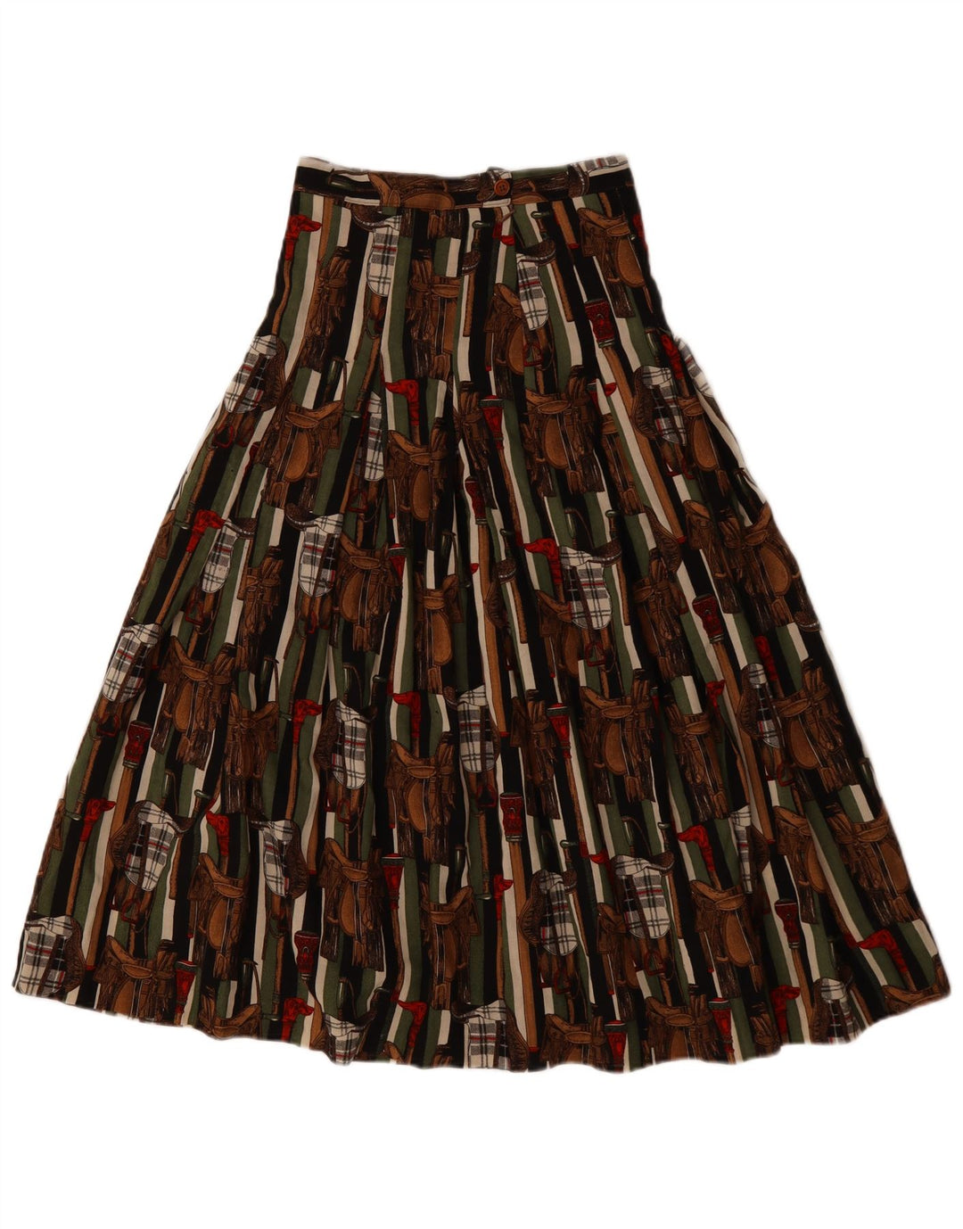 Gonna a pieghe grafica vintage da donna IT 42 media W28 multicolore
