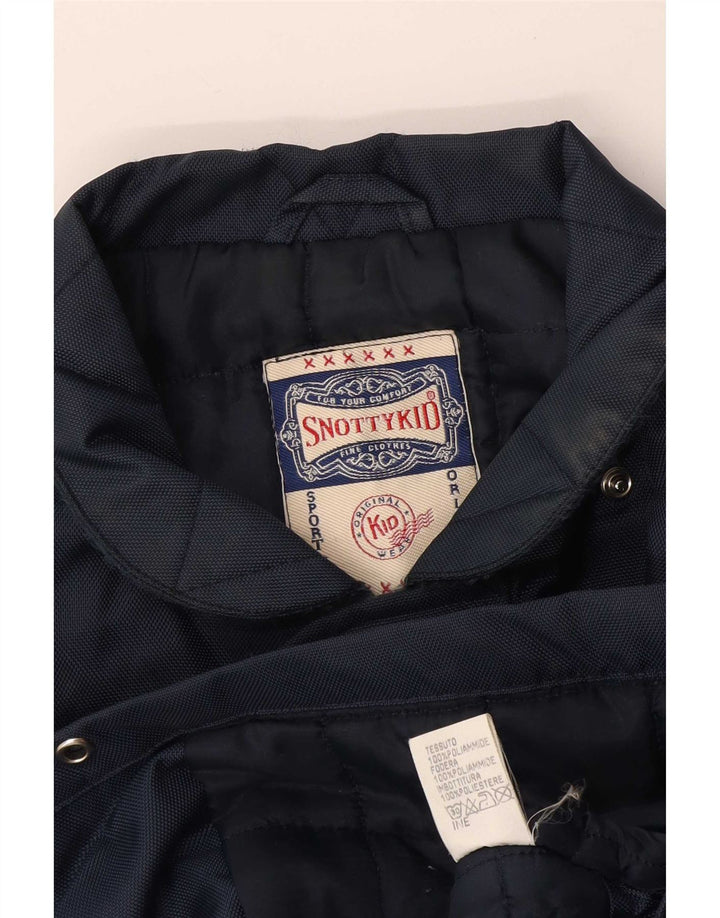 Cappotto vintage da ragazzo giacca a vento 11-12 anni in poliammide blu navy