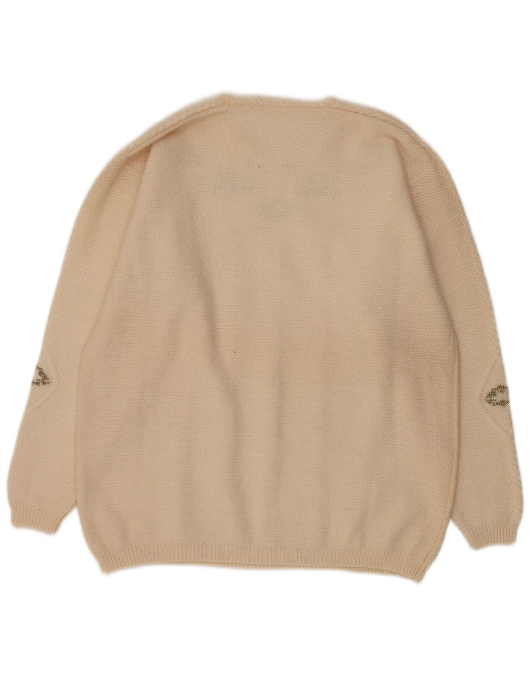 Maglione maglione girocollo da donna vintage UK 16 grande bianco sporco