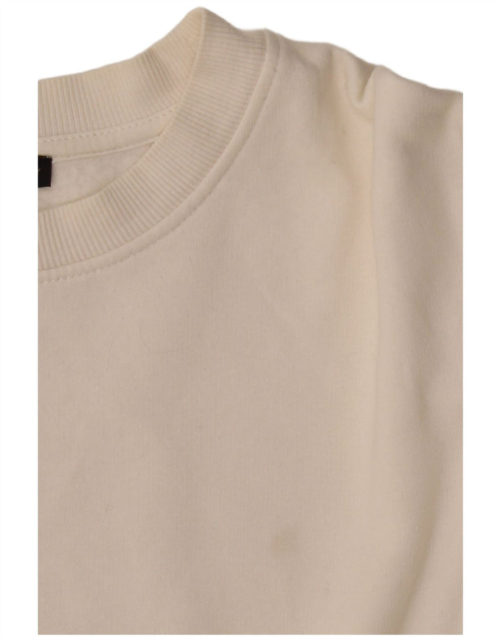 Felpa corta oversize da donna Zara, maglione UK 10, piccola, cotone bianco