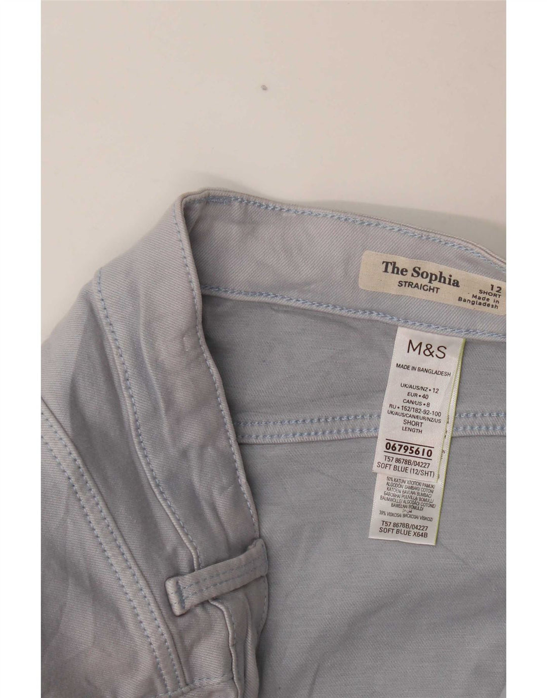 Pantaloni casual corti da donna Marks & Spencer UK 12 medi W30 L30 blu