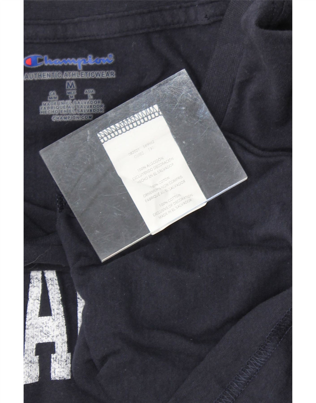 CHAMPION Womens Graphic Top Long Sleeve UK 12 Medium Navy Blue Cotton Vintage Champion and Second-Hand Champion from Messina Hembry 