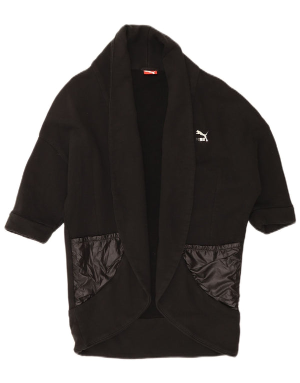 Maglione cardigan a maniche corte da donna Puma UK 10 piccolo cotone nero