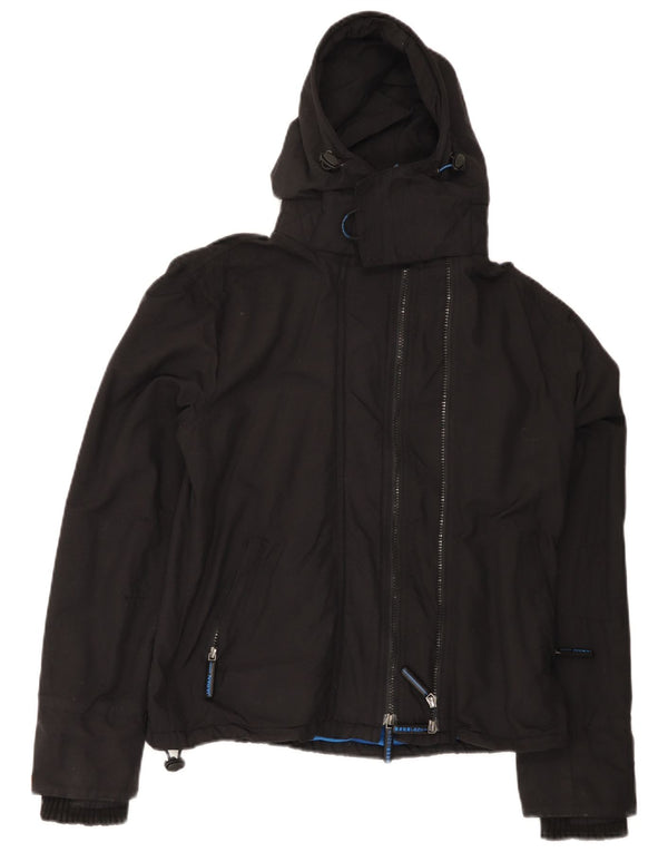 Giacca a vento con cappuccio da donna Superdry UK 14 nylon nero medio