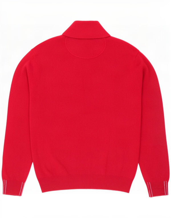 Marlboro Classics Mens Zip Neck Jumper Sweater Large Red Wool