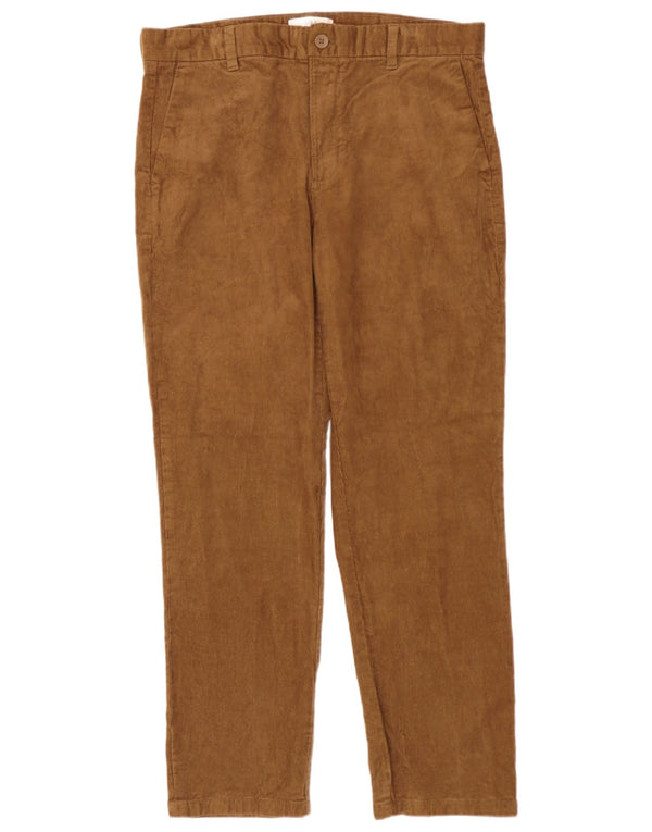 Pantaloni di velluto a coste vestibilità regolare da uomo Marks & Spencer W36 L31 cotone marrone