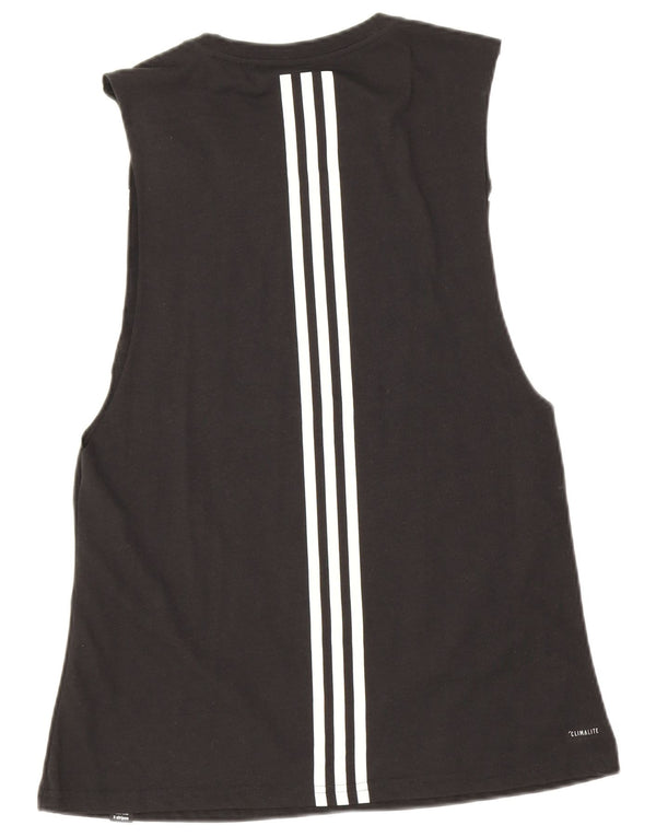 Canottiera grafica Adidas da donna a tre strisce UK 12 poliestere nero medio