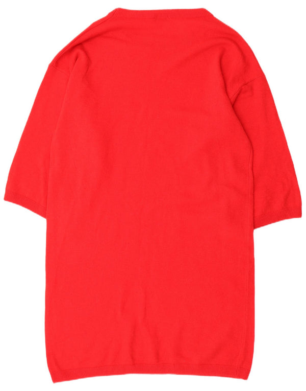 Abito maglione a maniche lunghe da donna Benetton UK 16 Large Rosso Lana
