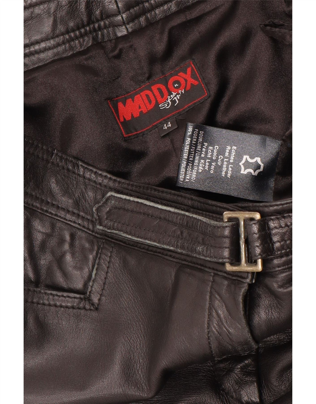 Pantaloni dritti in pelle da donna Maddox IT 44 medio W32 L32 neri