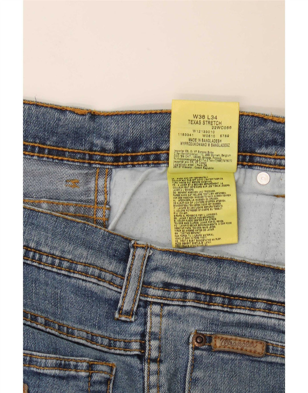 Jeans dritti elasticizzati Texas da uomo Wrangler W38 L31 cotone blu