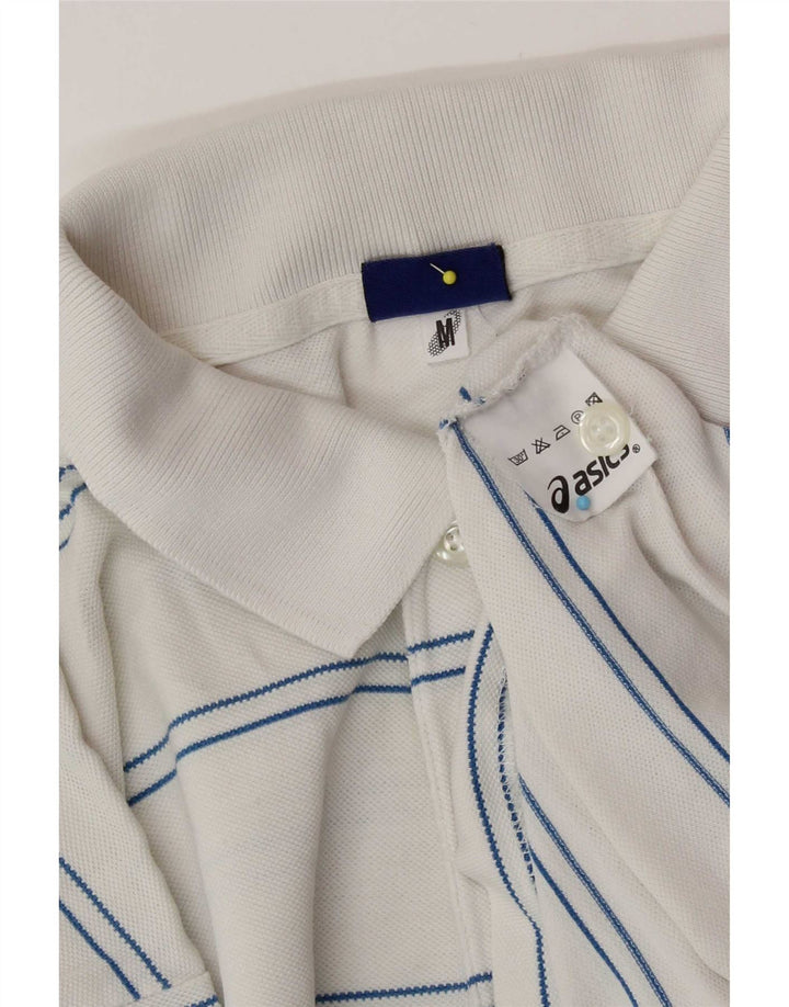 Polo Asics da uomo in cotone a righe bianche medie
