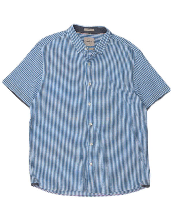 White Stuff Mens Short Sleeve Shirt XL Blue Gingham