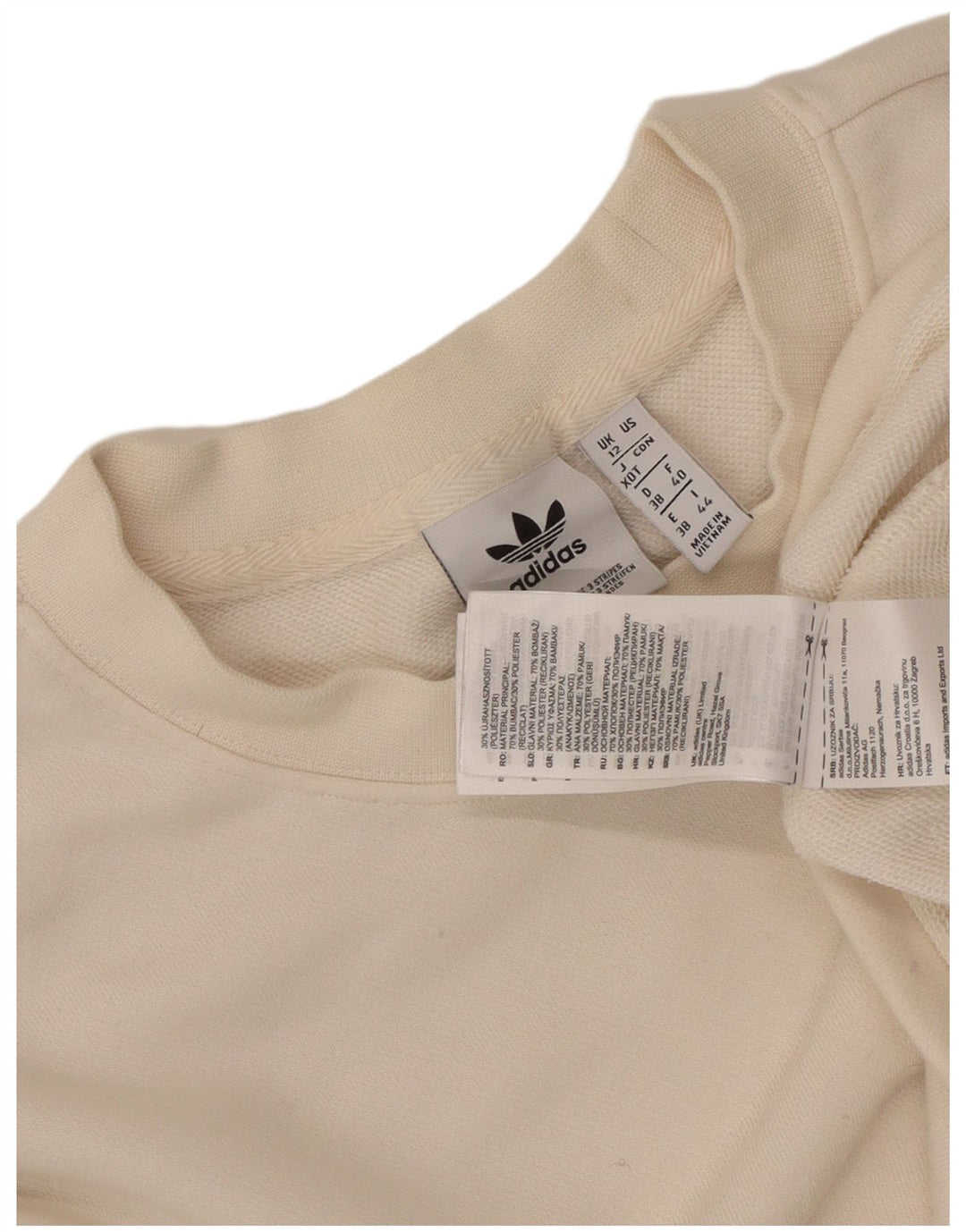 Felpa oversize grafica da donna Adidas UK 12 cotone bianco medio
