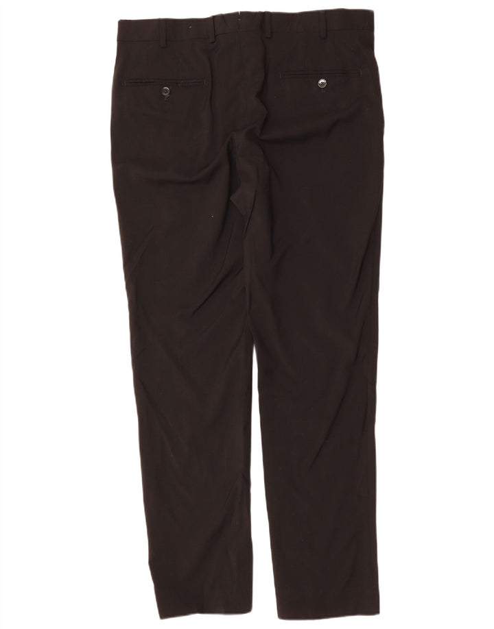 MASSIMO DUTTI Pantaloni da abito slim da uomo EU 44 Large W34 L31 Lana nera