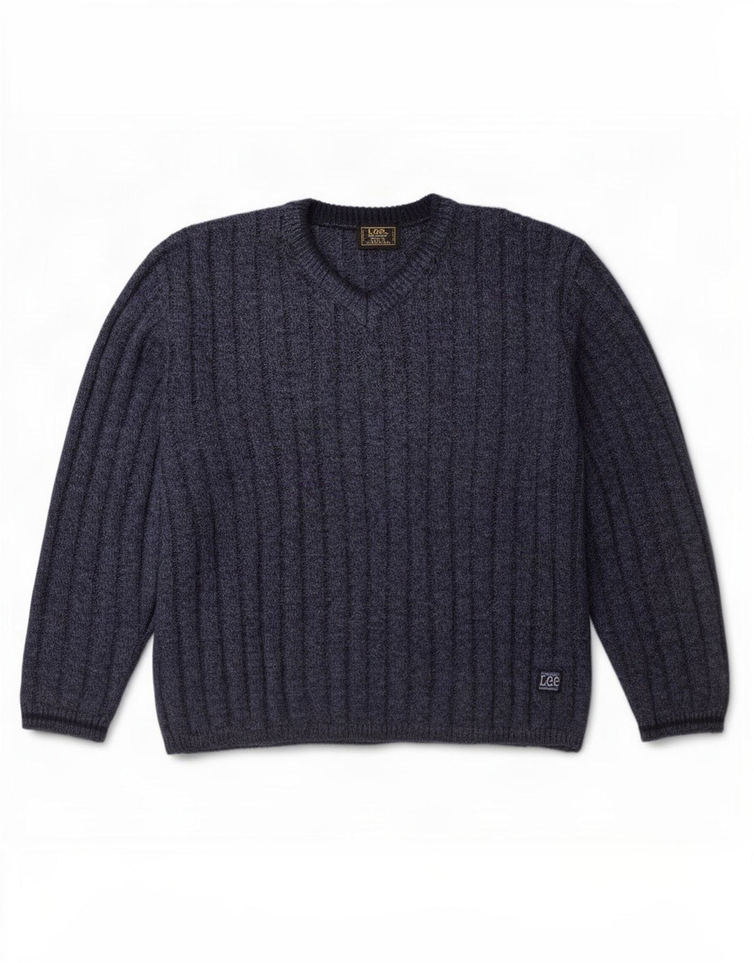Maglione Lee da uomo con scollo a V XL in acrilico screziato blu navy