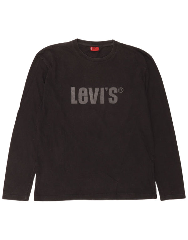 Levi's Maglietta grafica da uomo a maniche lunghe grande in cotone nero