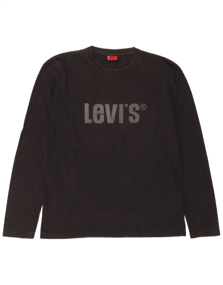 Levi's Maglietta grafica da uomo a maniche lunghe grande in cotone nero