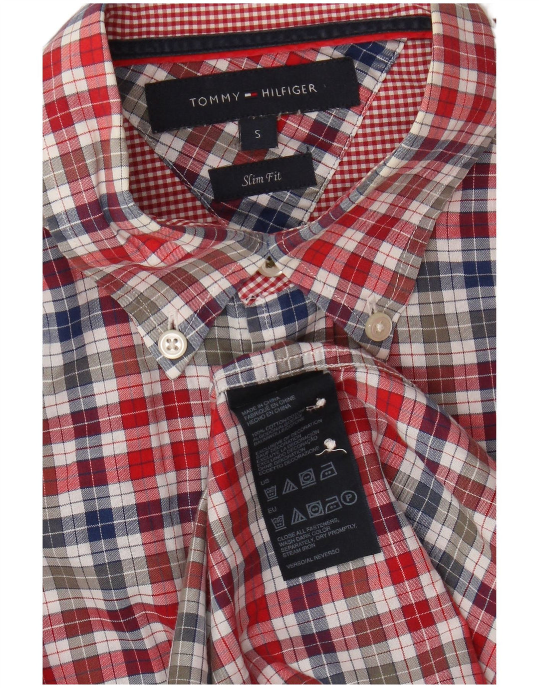 Camicia slim fit da uomo Tommy Hilfiger piccola in cotone a quadretti multicolore