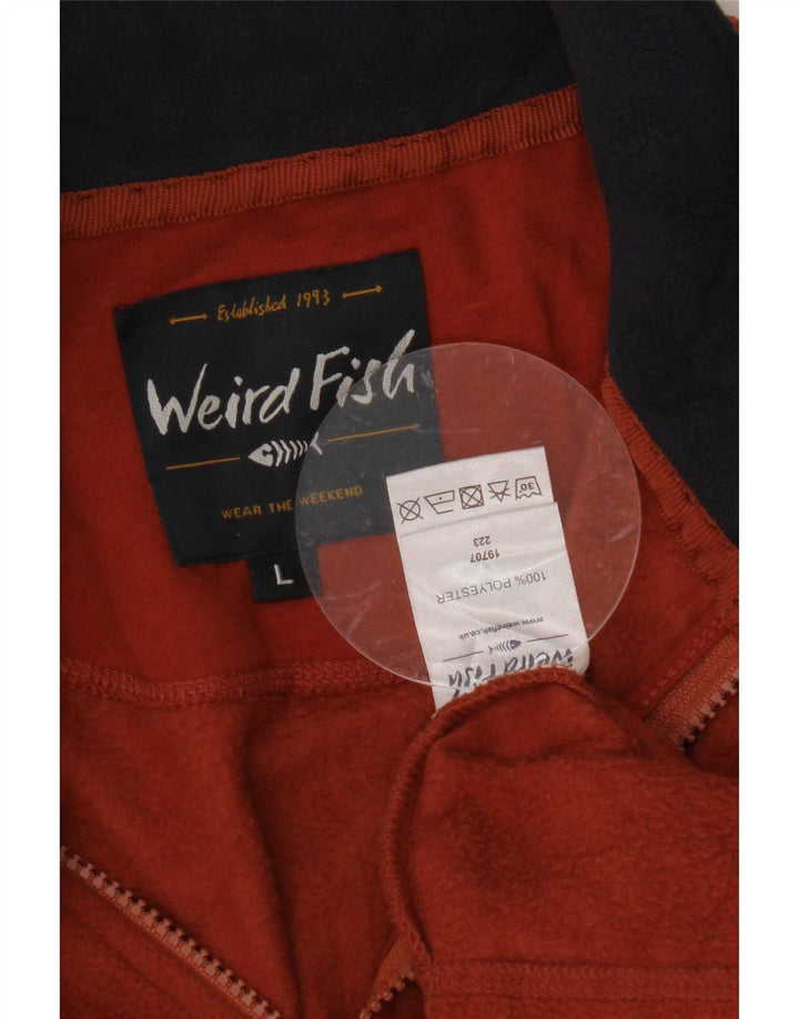 Maglione in pile da uomo con collo con zip Weird Fish, grande poliestere marrone