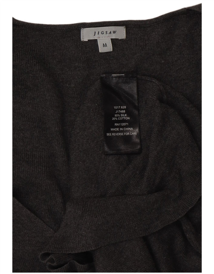 Maglione maglione con scollo a V da donna JIGSAW UK 12 Cotone grigio medio