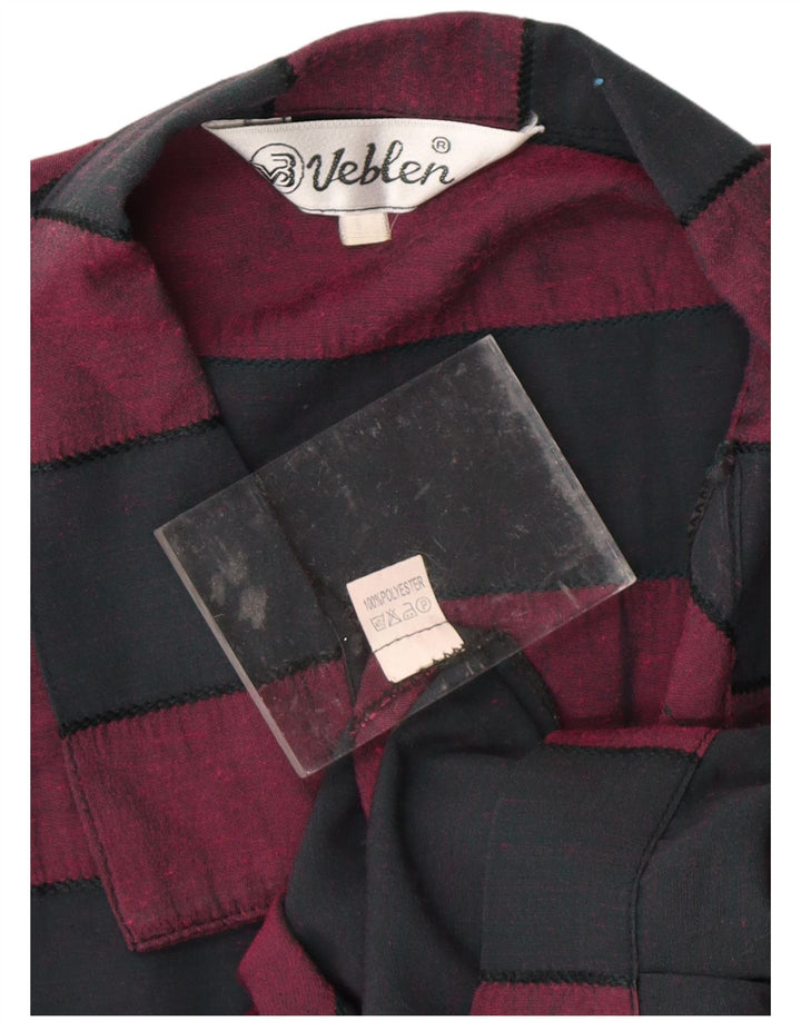 Camicetta da donna con cravatta sul davanti VINTAGE UK 16 media a righe nere