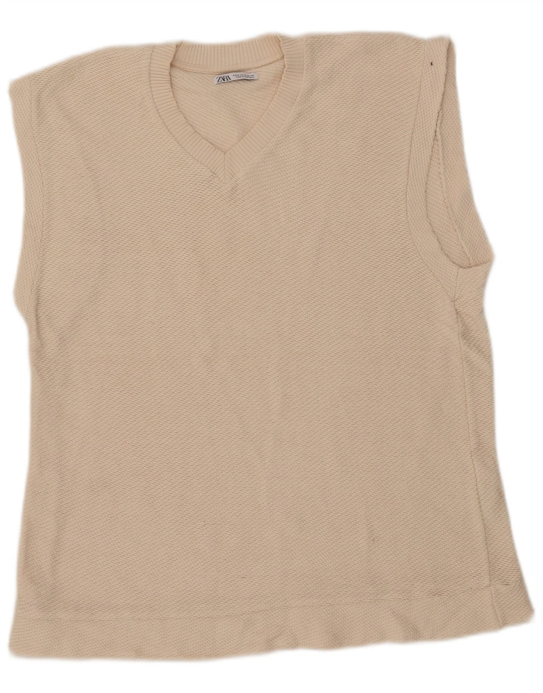 Canottiera da uomo Zara Canottiera media in cotone bianco sporco