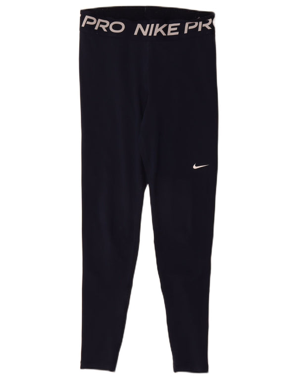 Leggings grafici Nike Dri Fit da donna UK 12 medio poliestere blu navy