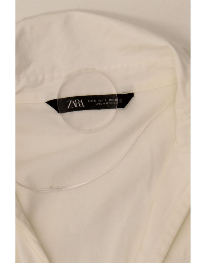 ZARA Camicia Camicia Oversize da Donna UK 10 Piccola Bianca