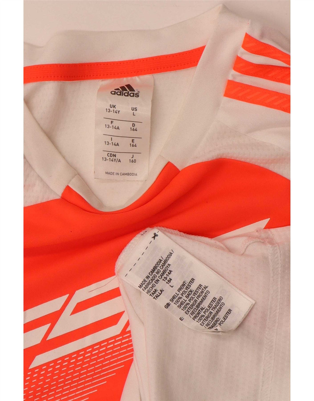 Maglietta grafica Adidas da ragazzo, 13-14 anni, in poliestere color block bianco