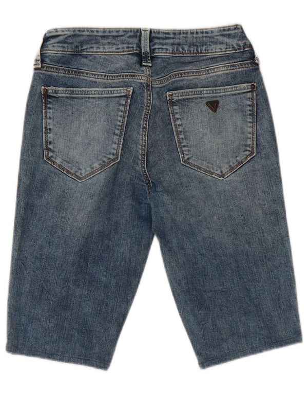 Pantaloncini di jeans skinny a vita media da donna Guess W26 piccoli blu