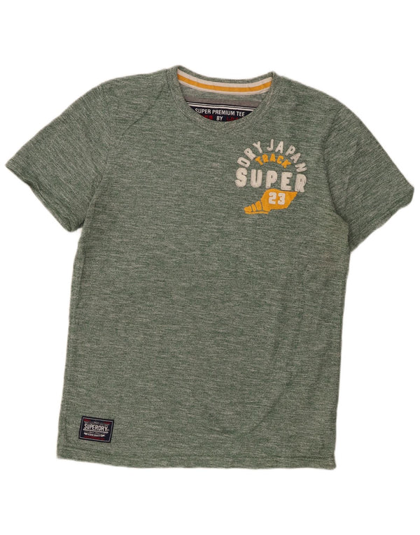 T-shirt grafica da uomo Superdry Top XL in cotone chiazzato verde