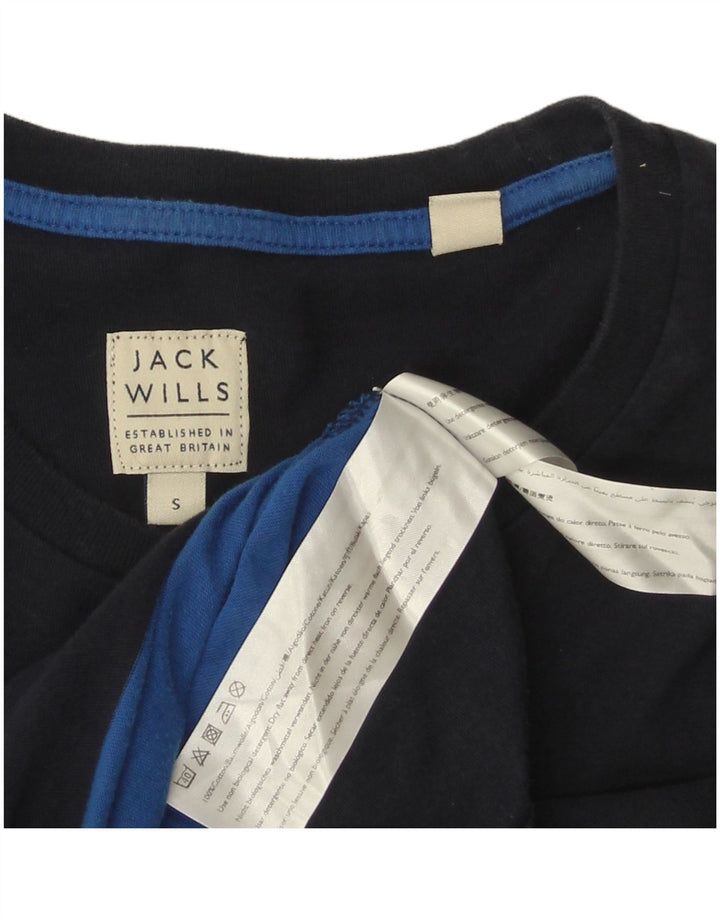 JACK WILLS T-shirt da uomo Top Small Blu navy in cotone color block