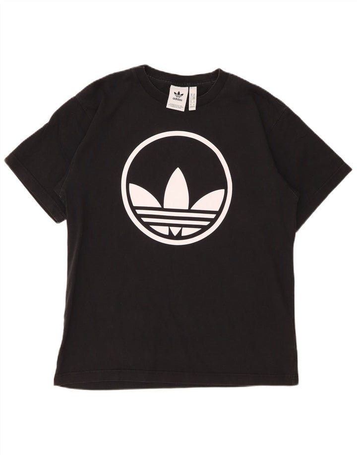 T-shirt grafica da uomo Adidas Top in cotone nero medio