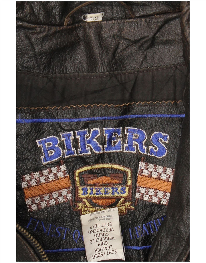 Giacca da motociclista in pelle da uomo Bikers IT 52 XL Pelle marrone