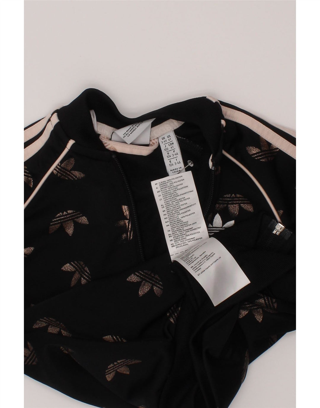 Giacca da ginnastica grafica per ragazze Adidas 3-4 anni in poliestere nero