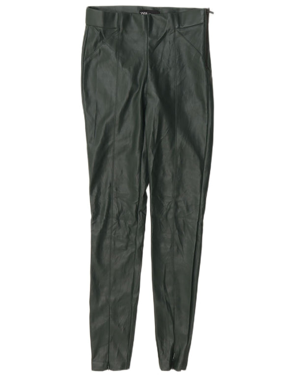 Pantaloni skinny da donna in ecopelle Zara XS W24 L28 poliestere verde
