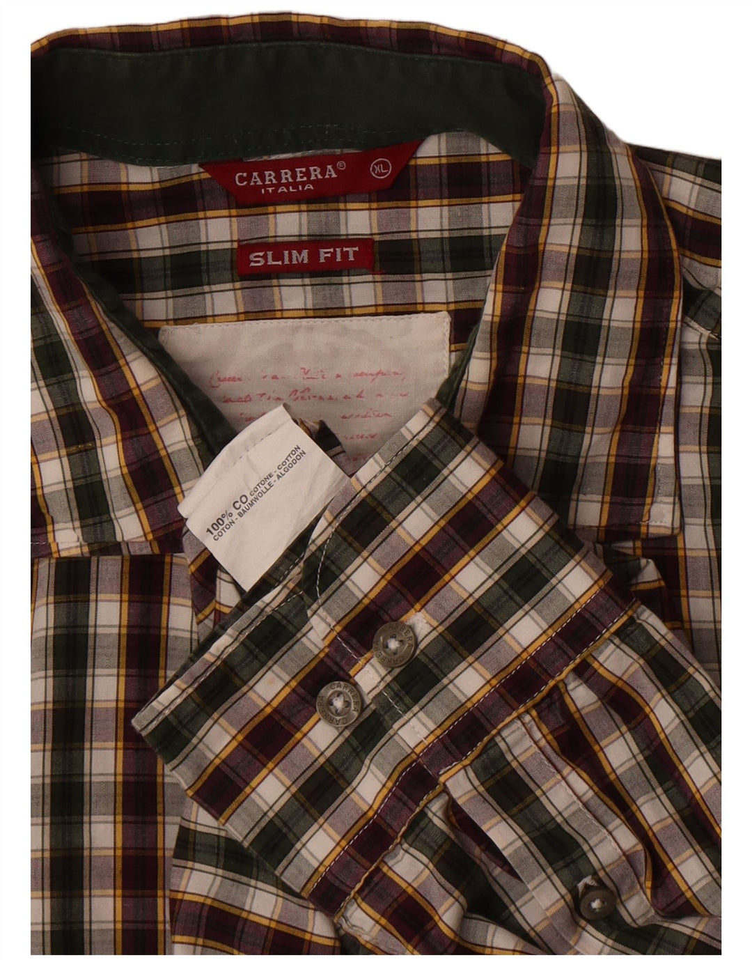 Camicia Carrera da uomo slim fit XL in cotone a quadri multicolore