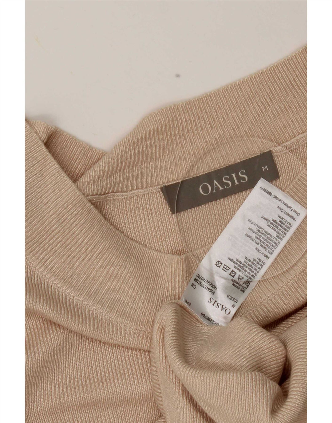Top corto da donna Oasis manica 3/4 UK 12 Viscosa beige medio
