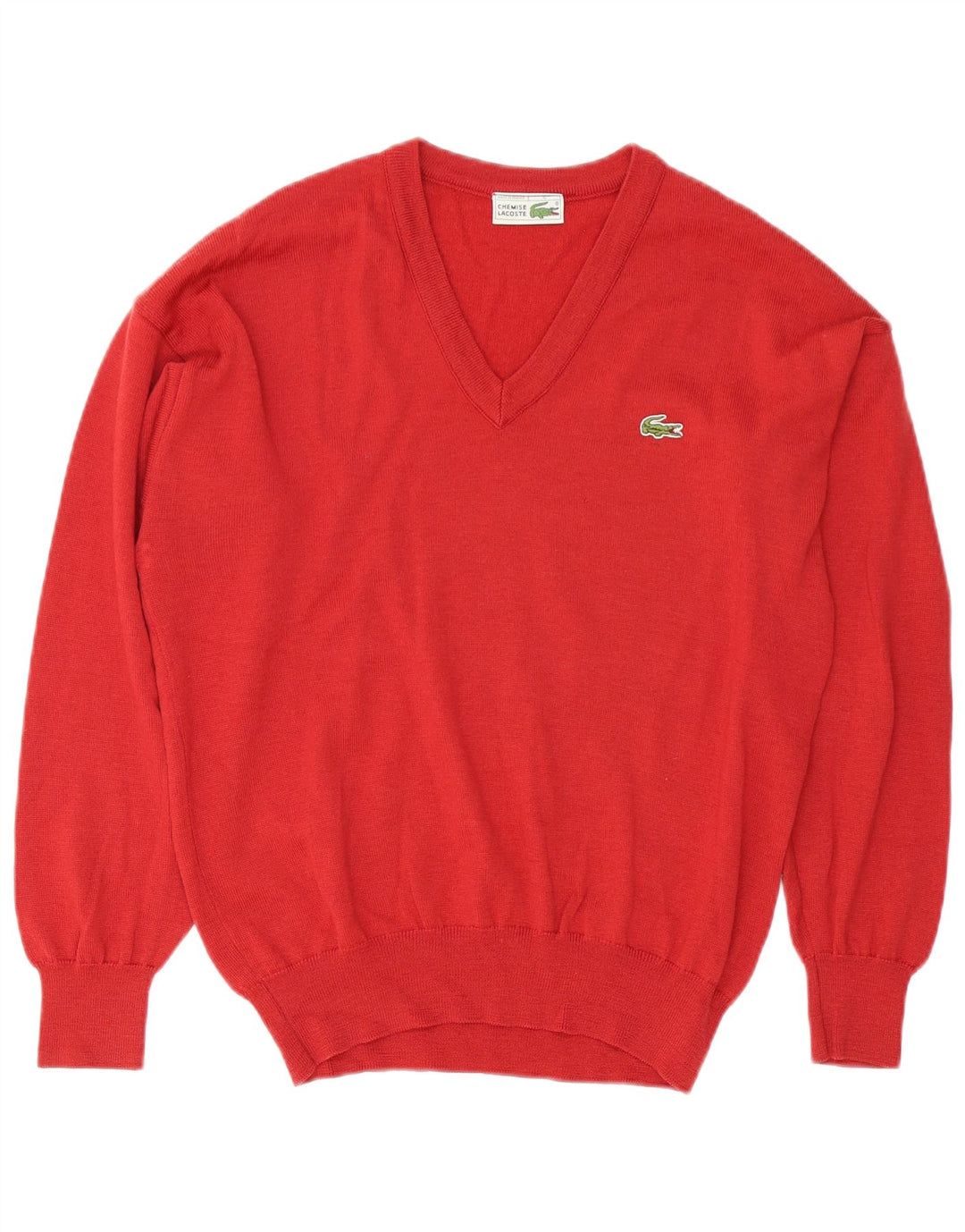 Maglione maglione da uomo con scollo a V Lacoste taglia 4 medio rosso lana vergine