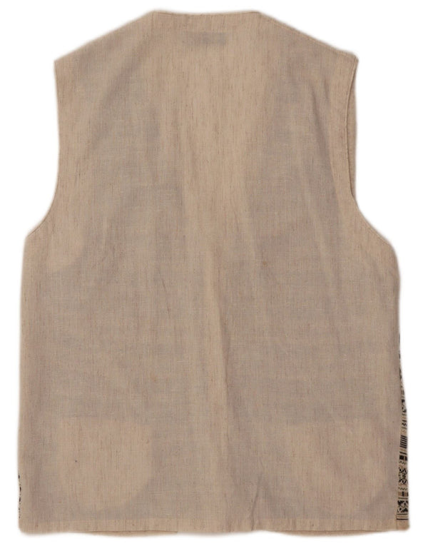 Gio Ferrari Gilet da uomo ampio IT 52 Large Beige Fair Isle Cotton