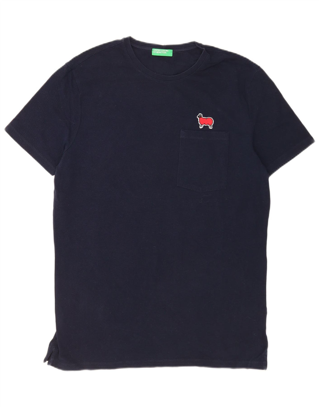 T-shirt da uomo Benetton Top Large in cotone blu navy
